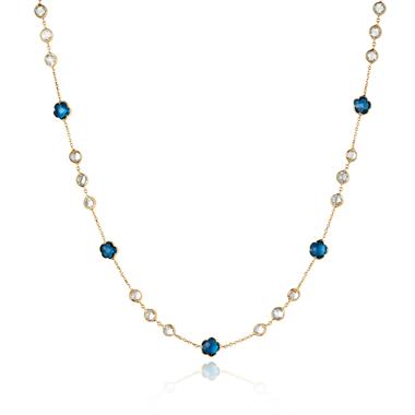 Bloom 18ct Yellow Gold Blue Topaz Necklace 45cm thumbnail 