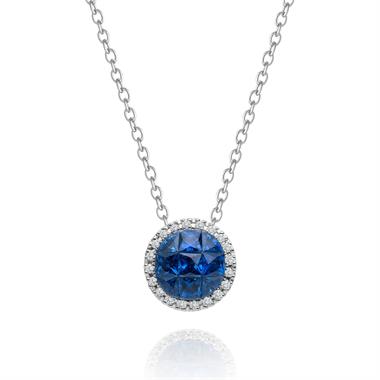 Mosaic 18ct White Gold Sapphire and Diamond Necklace thumbnail