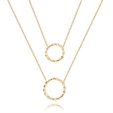 Aura 18ct Yellow Gold Circle Design Double Necklace thumbnail