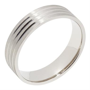 Palladium Triple Groove Wedding Ring thumbnail