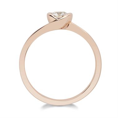 18ct Rose Gold Twist Design Diamond Solitaire Engagement Ring 0.35ct thumbnail