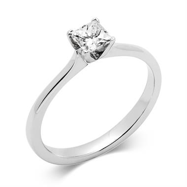 Platinum Princess Cut Diamond Solitaire Engagement Ring 0.50ct thumbnail 