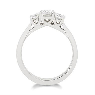Platinum Emerald Cut Diamond Three Stone Engagement Ring 1.30ct thumbnail