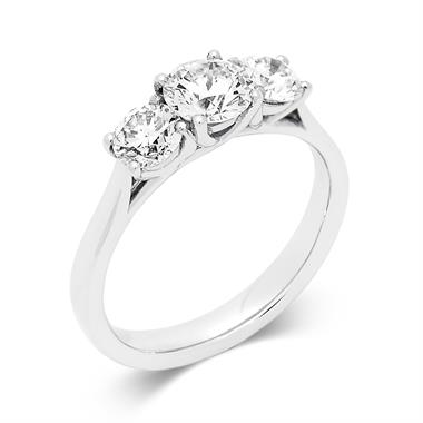 Platinum Diamond Three Stone Engagement Ring 1.50ct thumbnail 