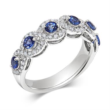 Oriana 18ct White Gold Sapphire and Diamond Dress Ring thumbnail