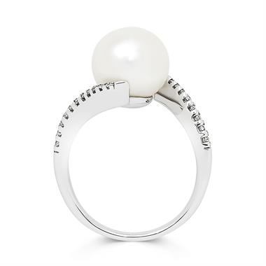 18ct White Gold Freshwater Pearl and Diamond Dress Ring thumbnail