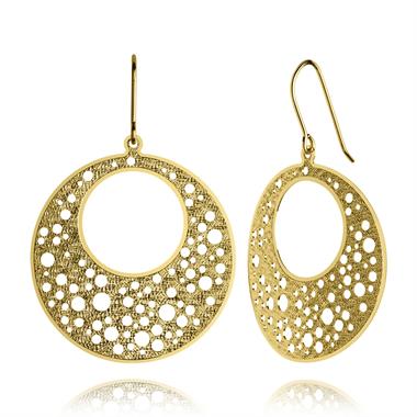 Maya 18ct Yellow Gold Disc Design Drop Earrings 20mm thumbnail