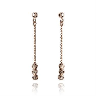 18ct Rose Gold Faceted Bead Drop Earrings thumbnail 