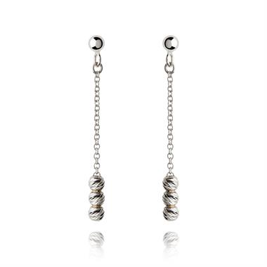 18ct White Gold Faceted Bead Drop Earrings thumbnail 