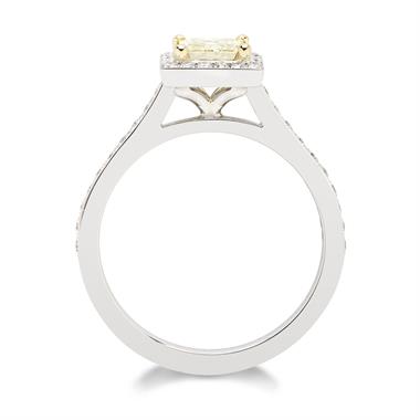 Platinum Princess Cut Yellow Diamond Halo Engagement Ring 0.83ct thumbnail