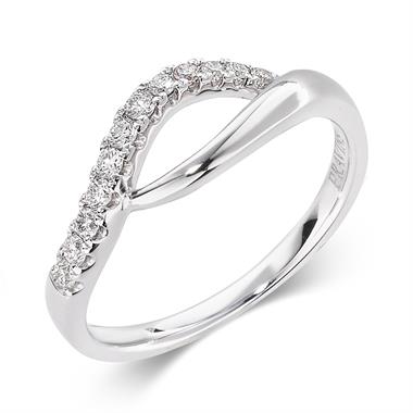 18ct White Gold Crossover Design Diamond Dress Ring 0.17ct thumbnail