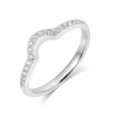 18ct White Gold Diamond Set Shaped Wedding Ring 0.18ct thumbnail