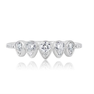 18ct White Gold Teardrop Design Diamond Dress Ring 0.35ct thumbnail
