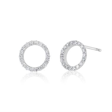 18ct White Gold Circle Design Diamond Stud Earrings 0.36ct thumbnail