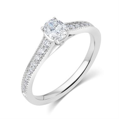 Platinum Oval Diamond Solitaire Engagement Ring 0.55ct thumbnail