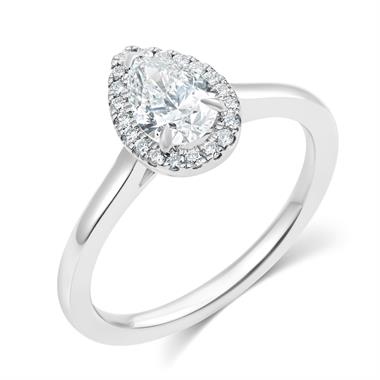 Platinum Pear Shape Diamond Halo Engagement Ring 0.85ct thumbnail