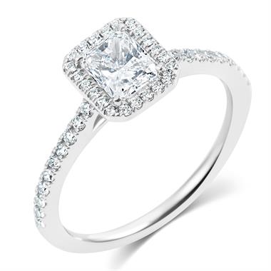 Platinum Radiant Cut Diamond Halo Engagement Ring 1.00ct thumbnail