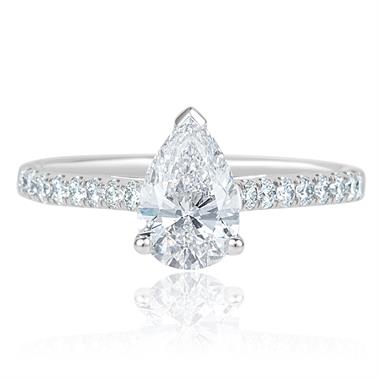 Platinum Pear Shape Diamond Solitaire Engagement Ring 1.30ct thumbnail