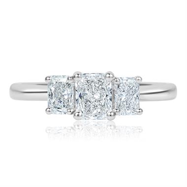 Platinum Radiant Cut Diamond Three Stone Engagement Ring 1.06ct thumbnail