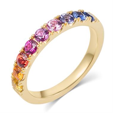 Samba 18ct Yellow Gold Rainbow Sapphire Half Eternity Ring thumbnail