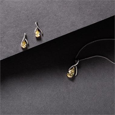 Gemini 18ct White Gold Yellow and White Diamond Drop Earrings 1.12ct thumbnail
