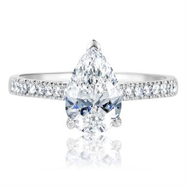 Platinum Pear Shape Diamond Solitaire Engagement Ring 1.70ct thumbnail