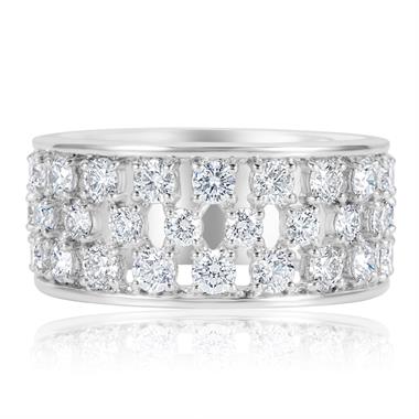 18ct White Gold Lattice Design Diamond Dress Ring 1.58ct thumbnail