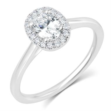 Platinum Oval Diamond Halo Engagement Ring 0.65ct thumbnail