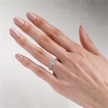 Platinum Oval Diamond Halo Engagement Ring 0.85ct thumbnail