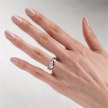Platinum Twist Design Princess Cut Diamond Solitaire Engagement Ring 0.50ct thumbnail