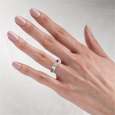 Platinum Emerald Cut Diamond Three Stone Engagement Ring 0.95ct thumbnail