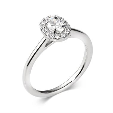 Platinum Oval Diamond Halo Engagement Ring 0.45ct thumbnail