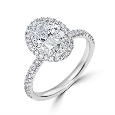 Platinum Oval Diamond Halo Engagement Ring 2.52ct thumbnail