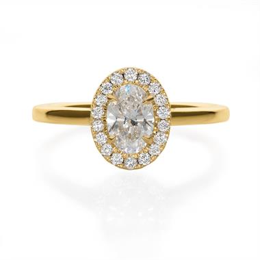 18ct Yellow Gold Oval Diamond Halo Engagement Ring 0.90ct thumbnail