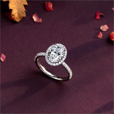 Platinum Oval Diamond Halo Engagement Ring 2.52ct thumbnail