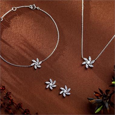 18ct White Gold Flower Design Diamond Bracelet 0.20ct thumbnail