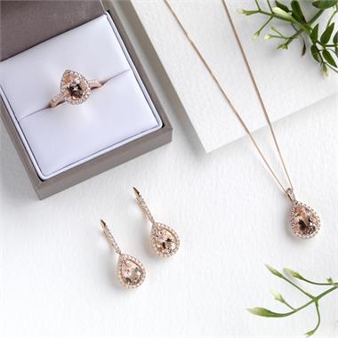 Ortensia 18ct Rose Gold Morganite and Diamond Drop Earrings thumbnail