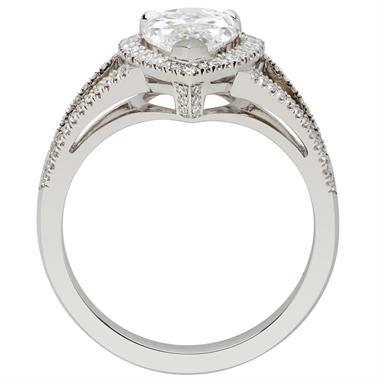 Platinum Split Shoulder Detail Pear Shape Diamond Halo Engagement Ring 1.68ct thumbnail