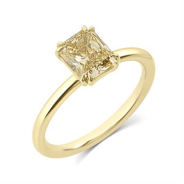 18ct Yellow Gold Radiant Cut Natural Champagne Diamond Solitaire Engagement Ring 1.51ct thumbnail