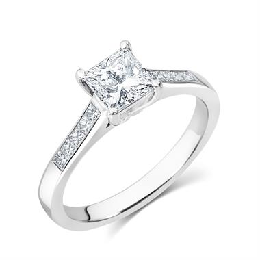 Platinum Princess Cut Diamond Solitaire Engagement Ring thumbnail