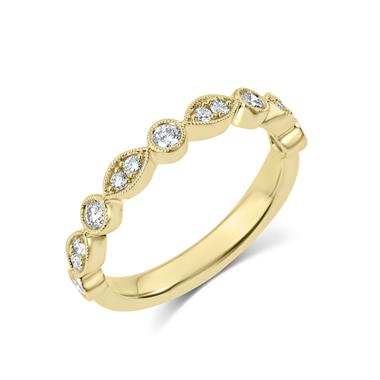 18ct Yellow Gold Vintage Style Diamond Half Eternity Ring 0.30ct thumbnail
