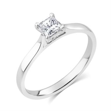 Platinum Classic Design Princess Cut Diamond Solitaire Engagement Ring 0.33ct thumbnail