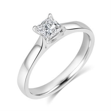 Platinum Classic Design Princess Cut Diamond Solitaire Engagement Ring 0.50ct thumbnail
