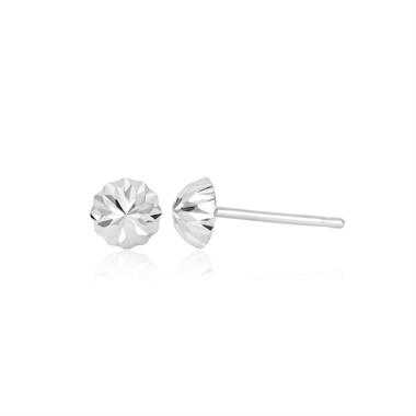 18ct White Gold Diamond-cut Dome Stud Earrings thumbnail