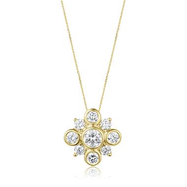 18ct Yellow Gold Diamond Cluster Pendant thumbnail