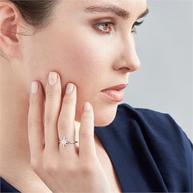 18ct White Gold Star Design Diamond Dress Ring thumbnail