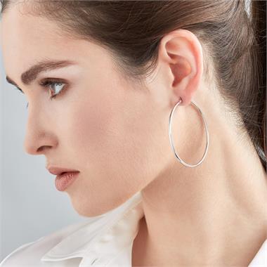 18ct White Gold Hoop Earrings 55mm thumbnail