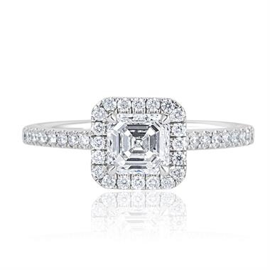 Platinum Asscher Cut Diamond Halo Engagement Ring 1.55ct thumbnail