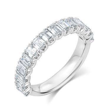 Platinum Emerald Cut Diamond Half Eternity Ring 1.60ct thumbnail