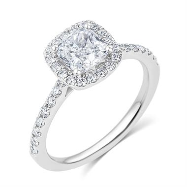 Platinum Cushion Cut Diamond Halo Engagement Ring 1.65ct thumbnail